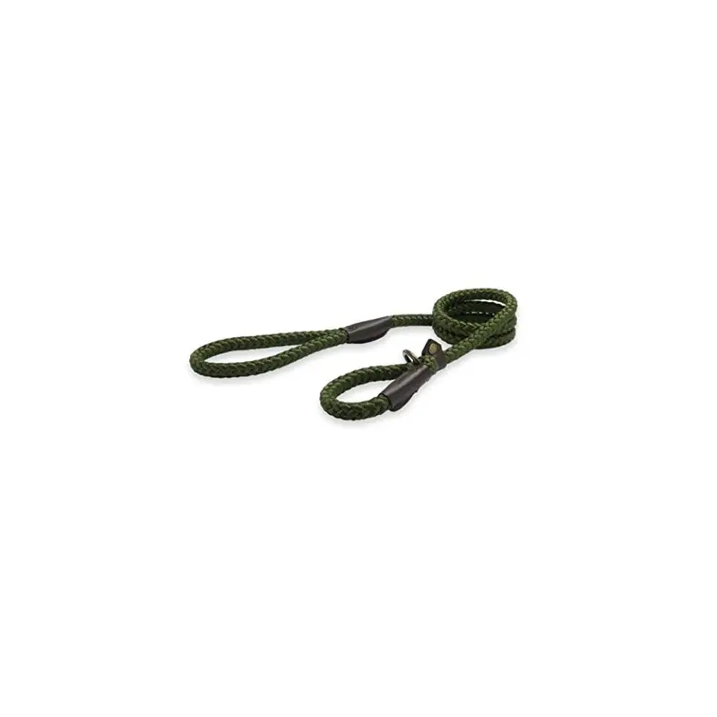 Ancol Green Heritage Nylon Rope Slip Lead X12mm Sz 4-8 1.5M
