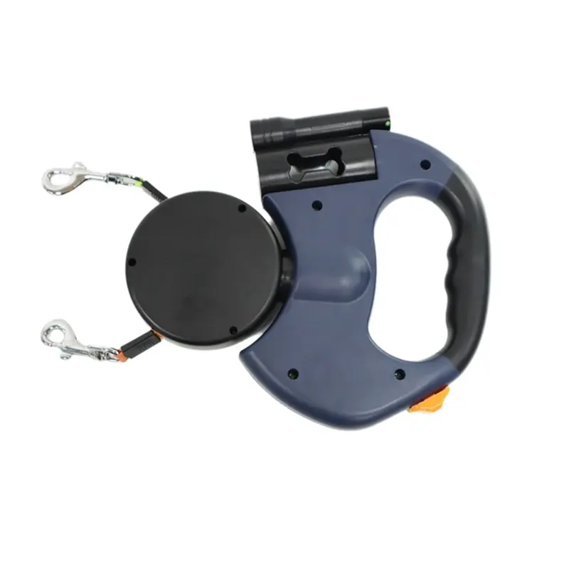 Sin Marca Blue Auto Retractable Dual Dog Leash Double-Ended Traction Rope Small