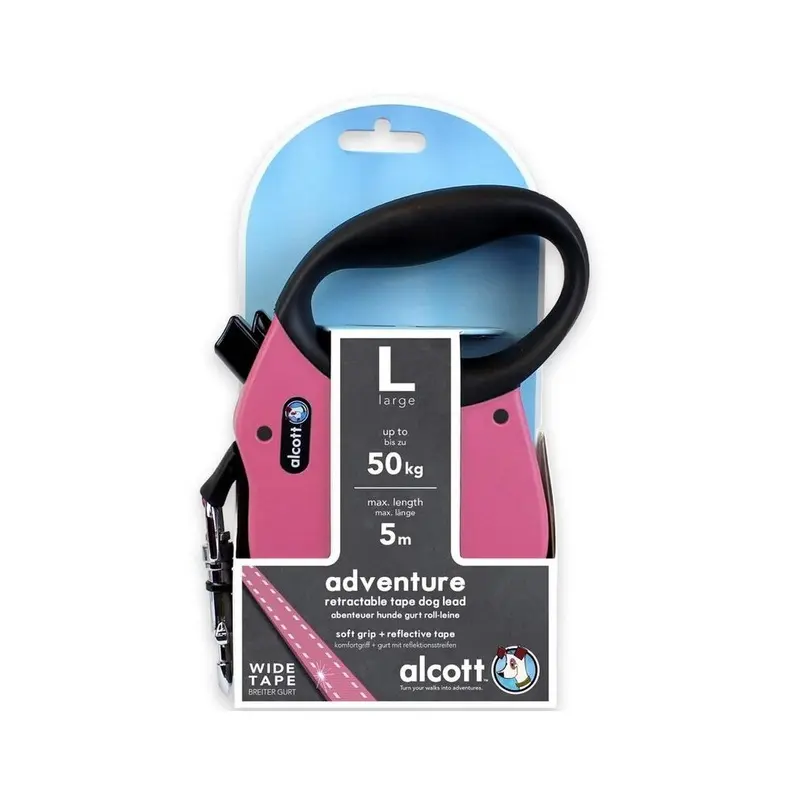 Alcott Pink Adventure Retractable Leash (5 M, Large