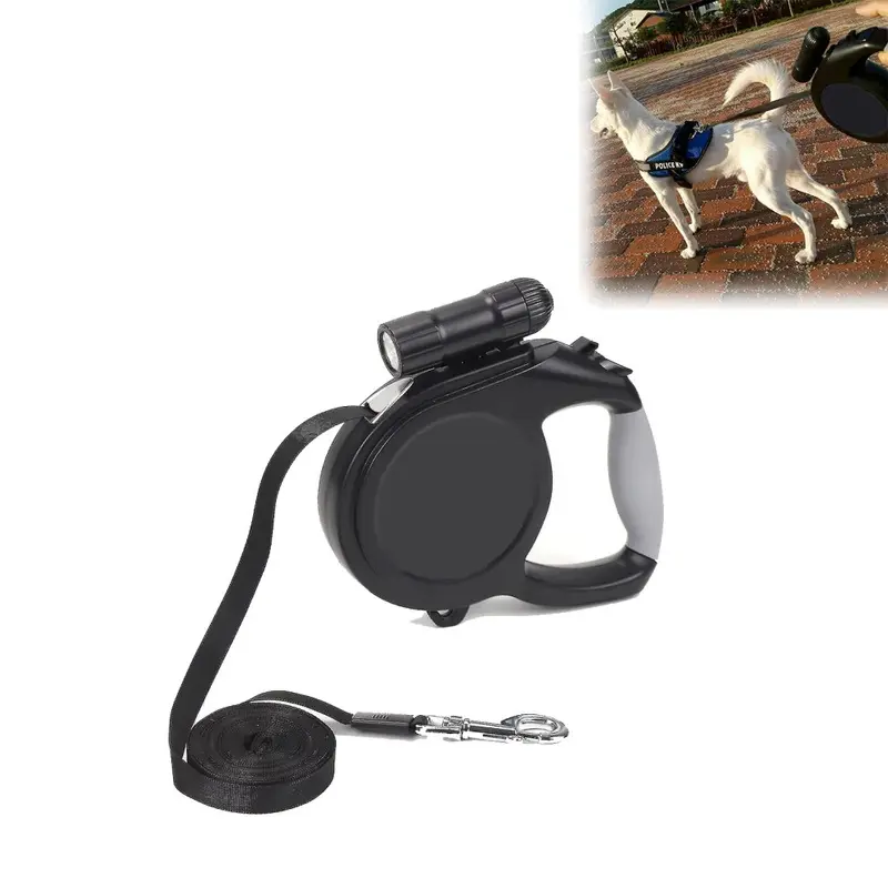 Black 50Kg 8M Dog Lead Leash Strong Retractable Lockable Tapes Large