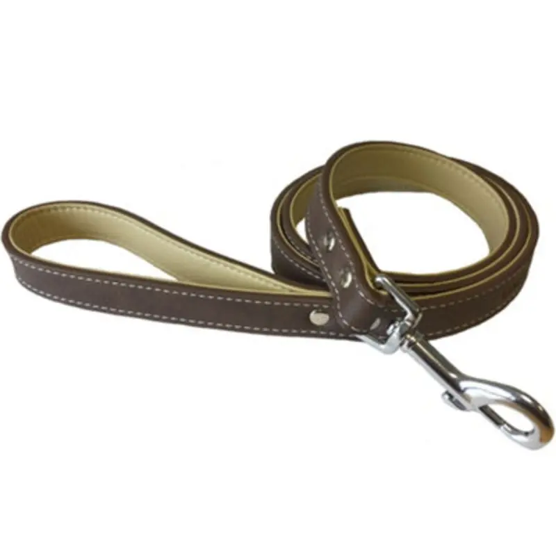 Bunty Dog Puppy Pet Soft Leather Style Long Strong Lead With Metal Clip Brown