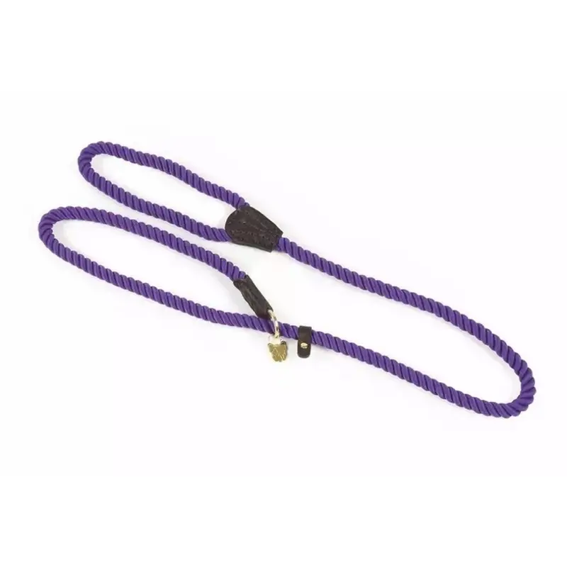 Digby & Fox Purple (One ) Rope Leather Dog Slip Lead 147Cm