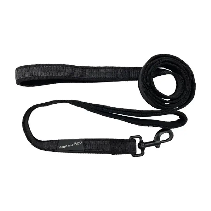 Hem & Co Unisex Black Hem And Boo Non Slip Double Handle Lead 1.8M