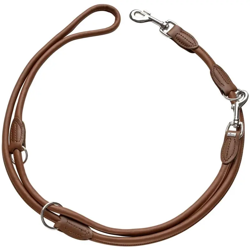 HUNTER Round and Soft Nickel Training Lead Rope, 8 x 200 cm, Medium, Nappa Brown