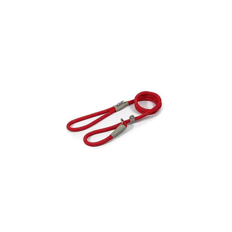 New Ancol Viva Reflective Rope And Real Leather Slip Lead. 120X 1Cm. Red 1Cm