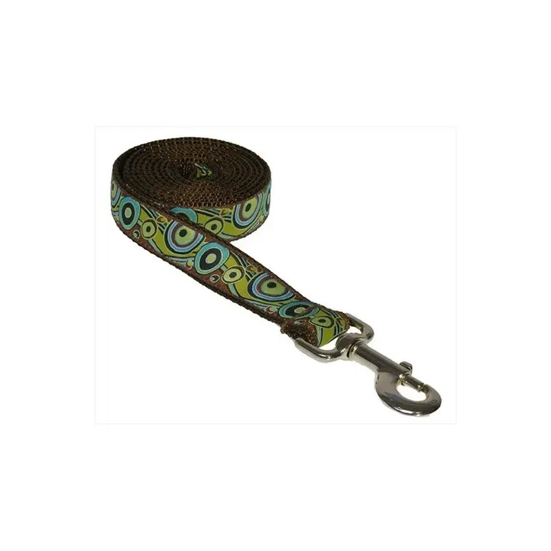 Fly Free Zone,Inc. Green 4 Ft. Circles And Waves Dog Leash, - Small