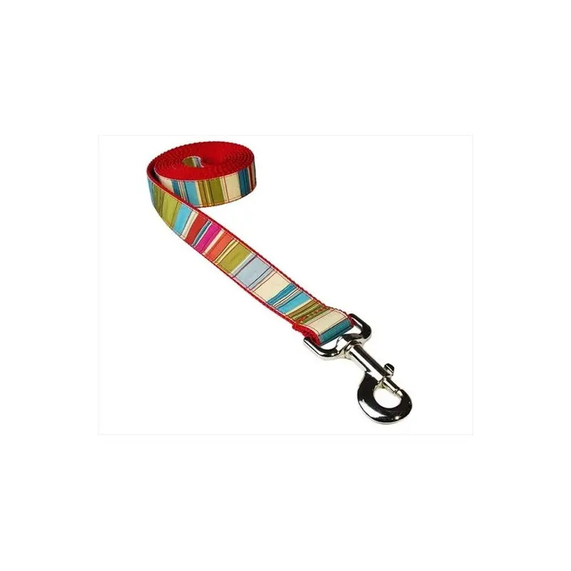 Sassy Dog Wear Red Stripe-Multi4-L 6 Ft. Multi Stripe Dog Leash, - Large
