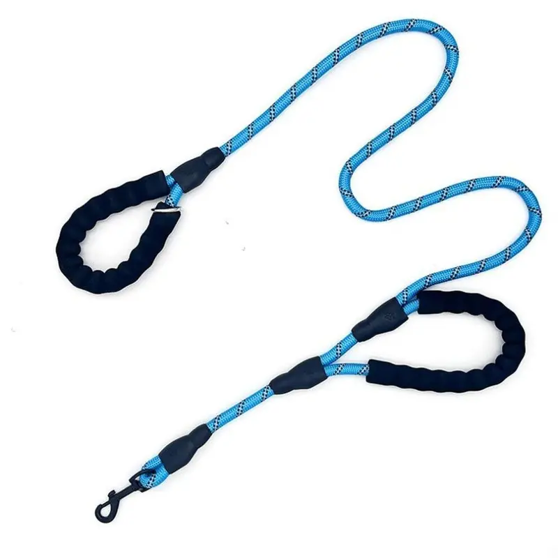 Blue (, 1.5M X 1.2Cm) Double Handle Reflective Dog Leash With Logo Extra Large