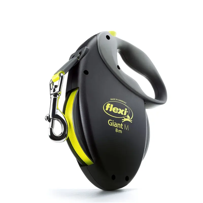 flexi Giant Medium Retractable Dog Leash (Tape), 26 ft, Medium, Black/Neon