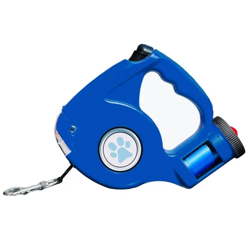 Markenlos Blue Pet Leash Multifunctional Led Flashlight Extendable 4.5M