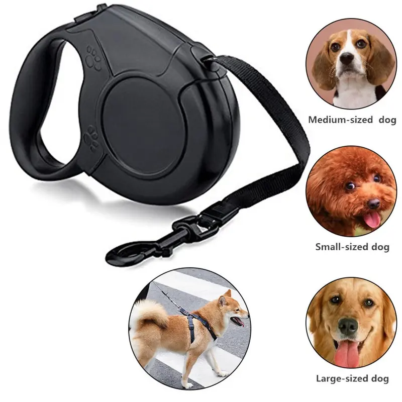 New 50Kg 8M Dog Lead Leash Strongs Retractable Extendables Lockable Black Large