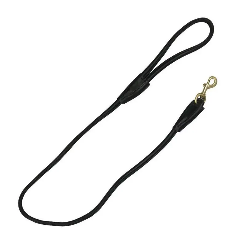 Benji & Flo Black (One Size, /Brass) Superior Roll Leather Dog Lead