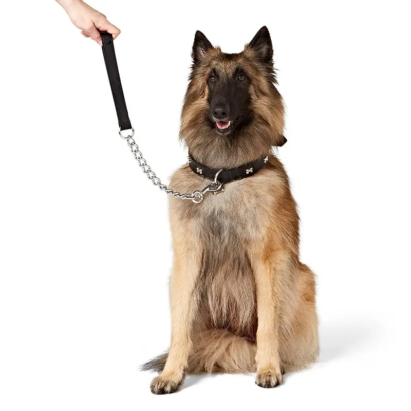 Pets At Home Leather Dog Chain Short Lead Black Large