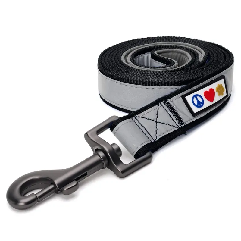 Pawtitas Grey 6 Ft Comfortable Leash - Solid Color Perfect For Dog Training Medium