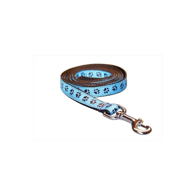 Sassy Dog Wear Blue Puppy Paws-Choc.2-L 4 Ft. Puppy Paws Dog Leash, & Brown - Small