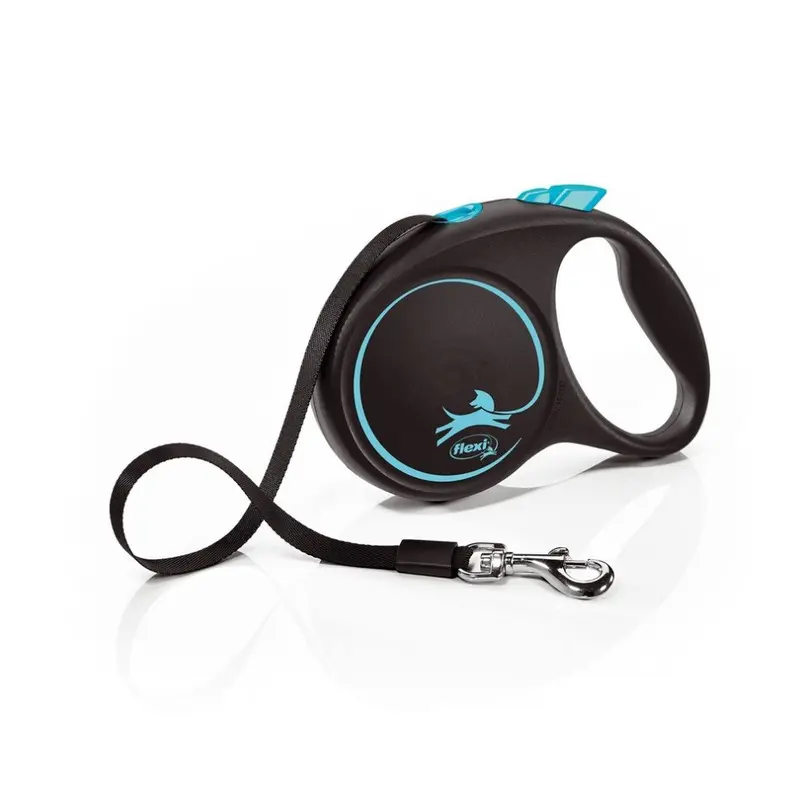 New Flexi (5M, ) Tape Retractable Dog Lead Blue/Black Medium