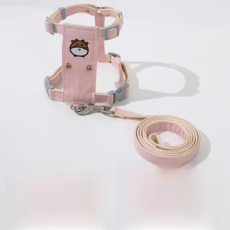 Pink (, S) Supplies Pet Cartoon Animal Embroidery Traction Rope Outdoor Rope Walking Dog