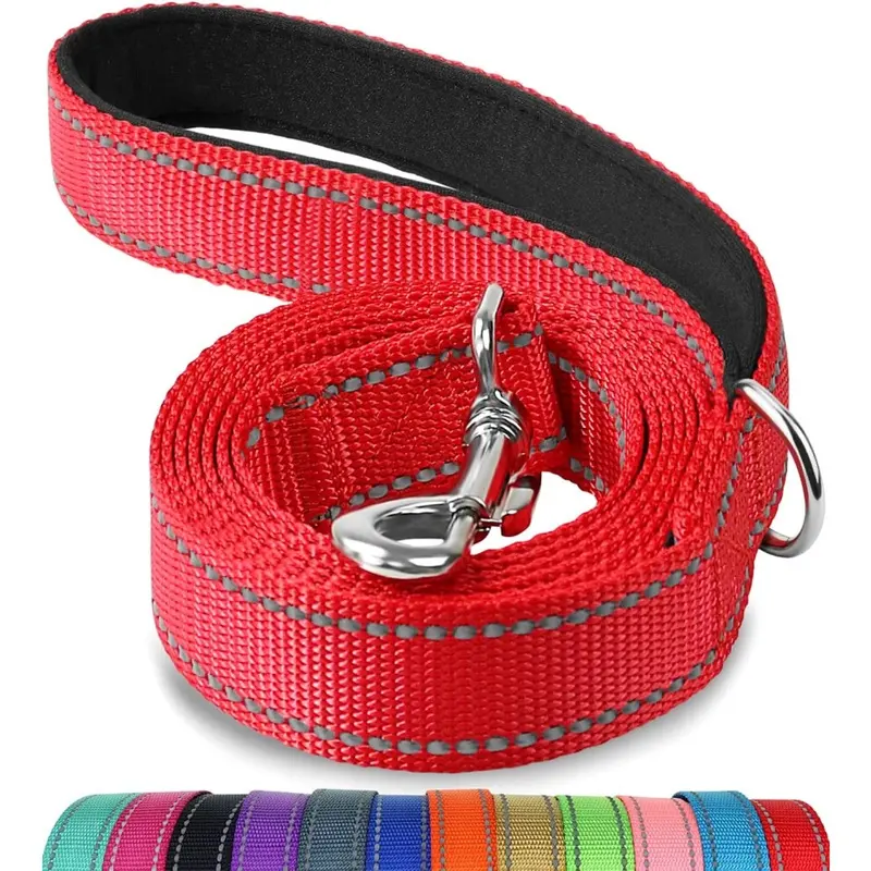Red Heavy Duty Reflective Double Sided Dog Leash, With Padded Handle, X 2.5Cm, 1.5M