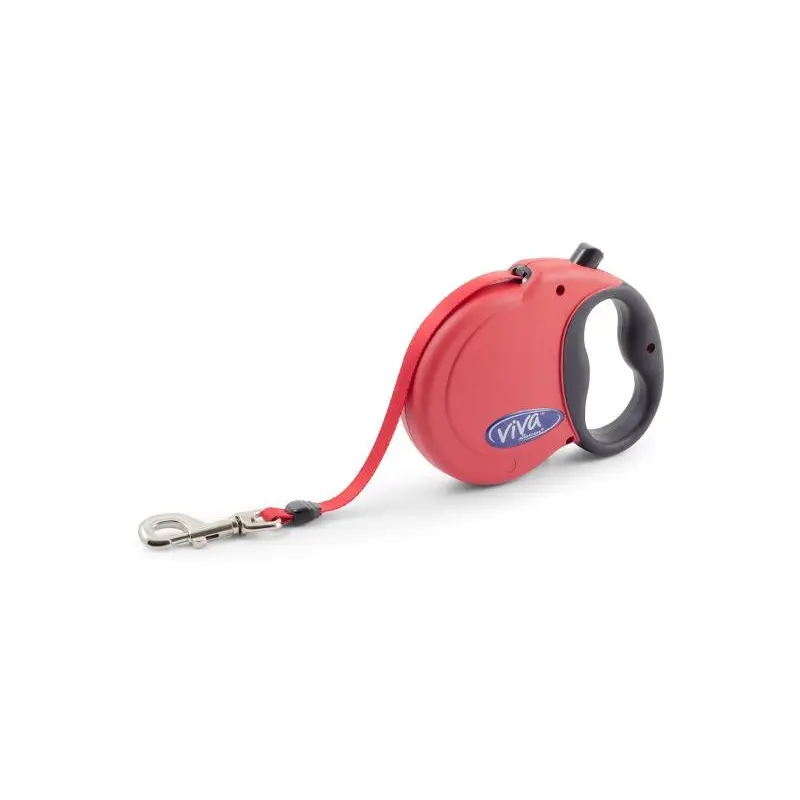Ancol Viva Retractable Tape Lead - 5M - (30Kg) Red Medium