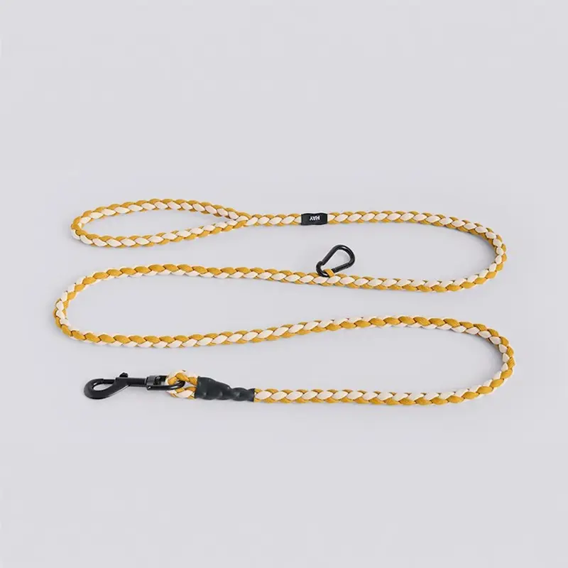 Hay White Dogs Leash - Ochre And / Braided New, Rare And Exclusive Designer Pets