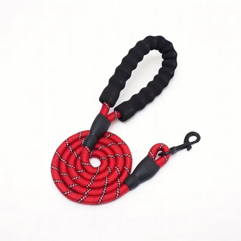 Red Pet Leash With Reflective & Comfortable Padded Handle For Dogs Small
