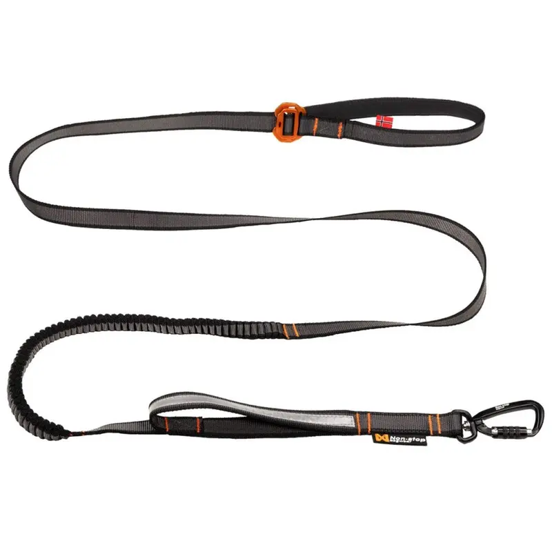 Non-Stop Dogwear Black Touring Bungee Adjustable Leash, - 23Mm