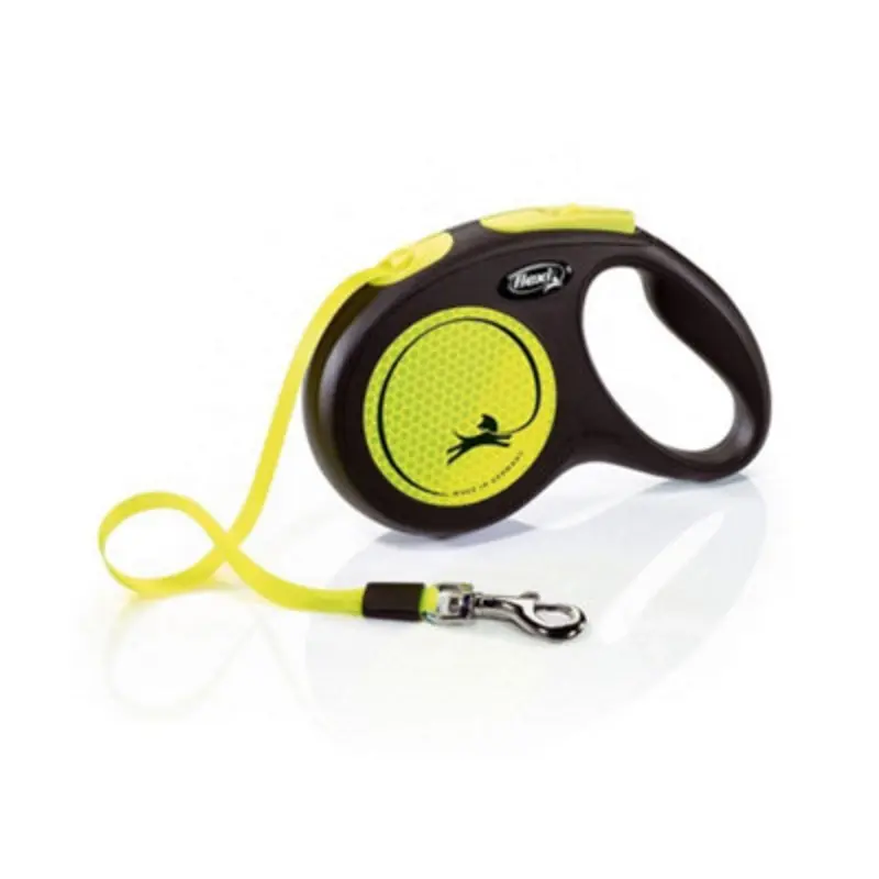 B&Q Flexi Medium Neon Taped Retractable Dog Lead (5M) Yellow/Black