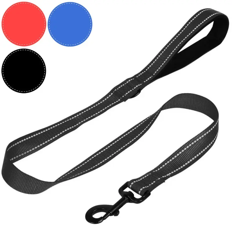 Proudpet Black (Black) Reflective Dog And Puppy Lead Leash Padded Handle 1M