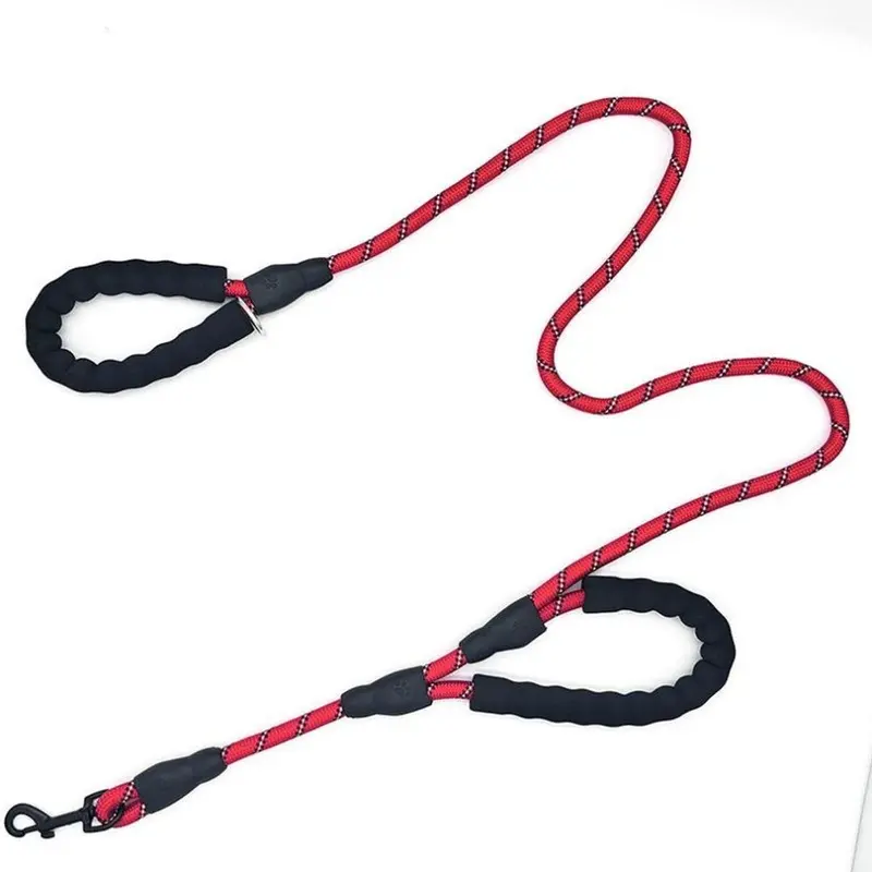 Red (, 1.5M X 1.2Cm) Double Handle Reflective Dog Leash With Logo Extra Large