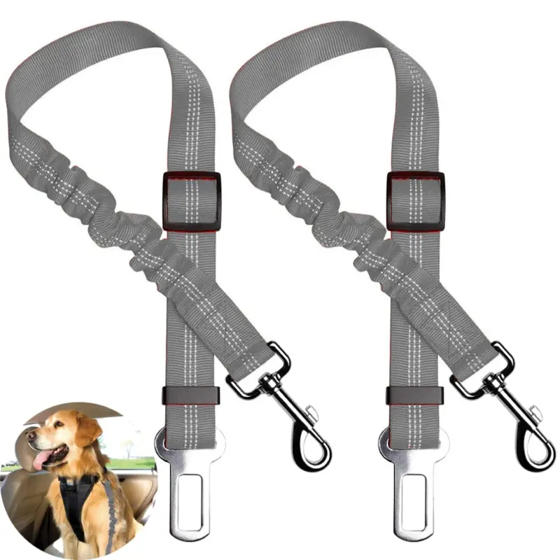 Limbo Grey Packs Adjustable Pet Car Seatbelt Elastic & Durable Dog Car Harness, Size 2