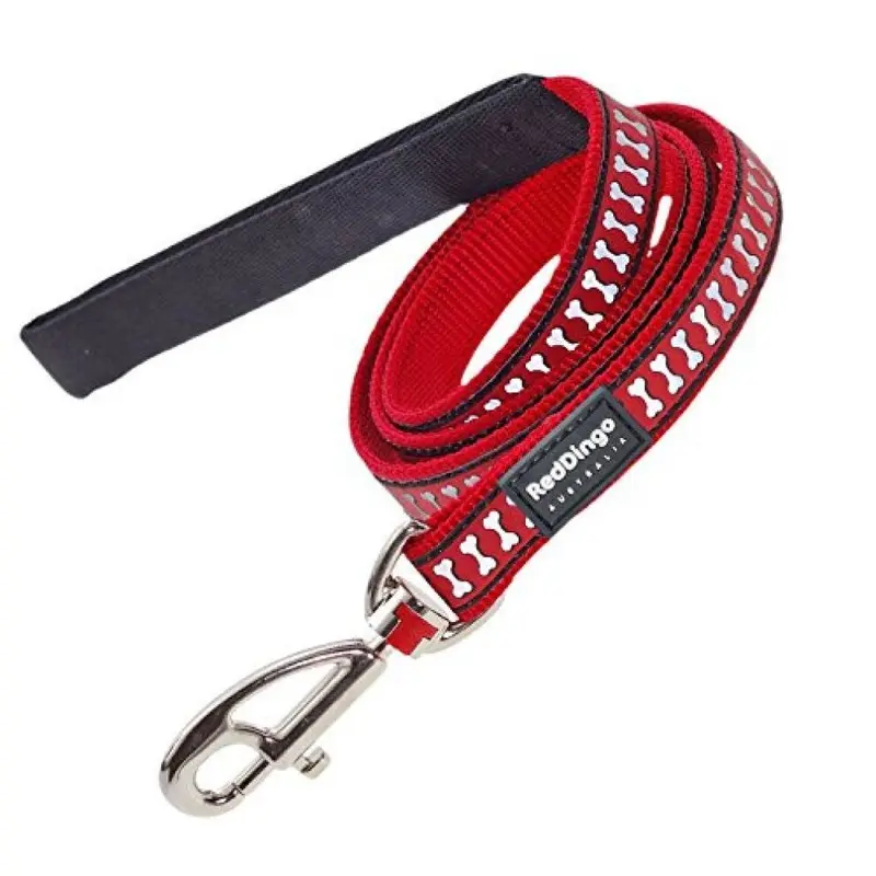 Red Dingo Red (M, ) Dingo Flying Bones Reflective Dog Lead 1.2Cm