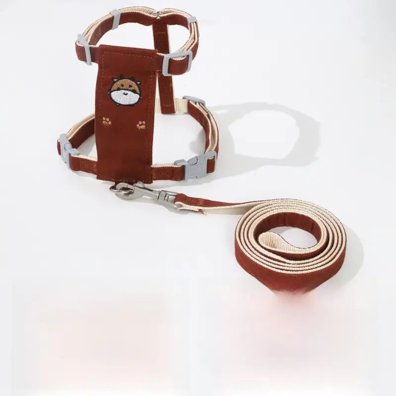 Red (, S) Cartoon Supplies Pet Animal Embroidery Traction Rope Outdoor Dog Rope Walking