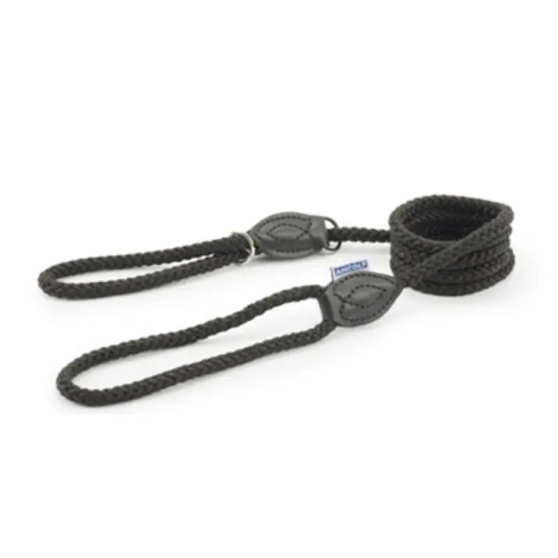 Ancol Rope Slip & Control Lead 1.5Mx12mm Black