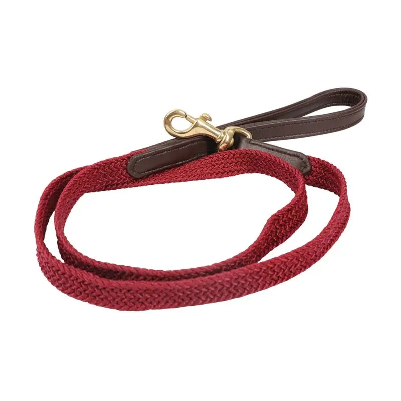 Benji & Flo Red (100Cm, Burgundy) Braided Leather Dog Lead 100Cm