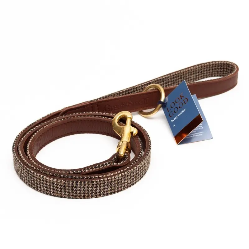 Great Red Great & Hawkhurst Leather Dog Lead Tweed Small