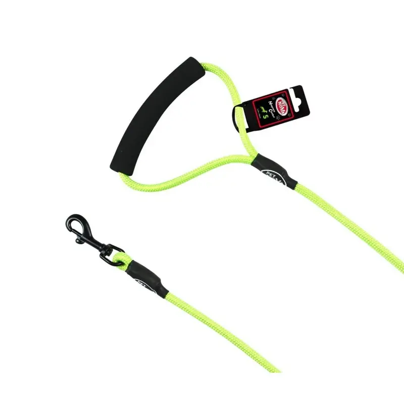 Nylon leash. cord 0,8cm x 120cm neoprene handle, light green, L-ROPE-LIGHTGREEN-S