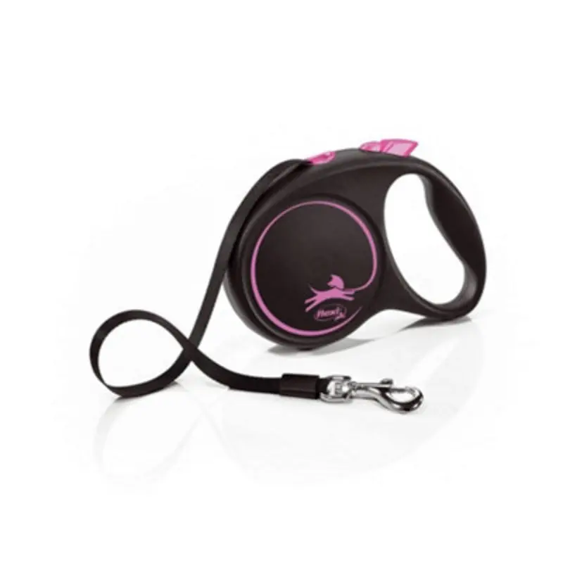 B&Q Pink/Black Flexi Tape Retractable Dog Lead (5M) Medium