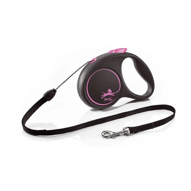 New Flexi (5M, ) Retractable Dog Cord Pink/Black Small