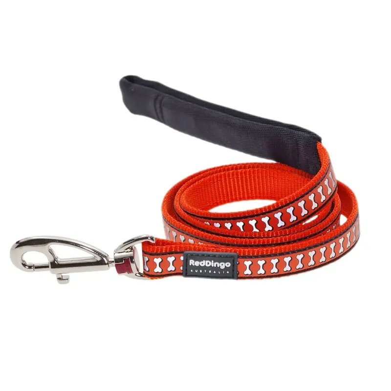Red Dingo Orange,Red (S, Orange) Flying Bones Reflective Dog Lead 1.2Cm