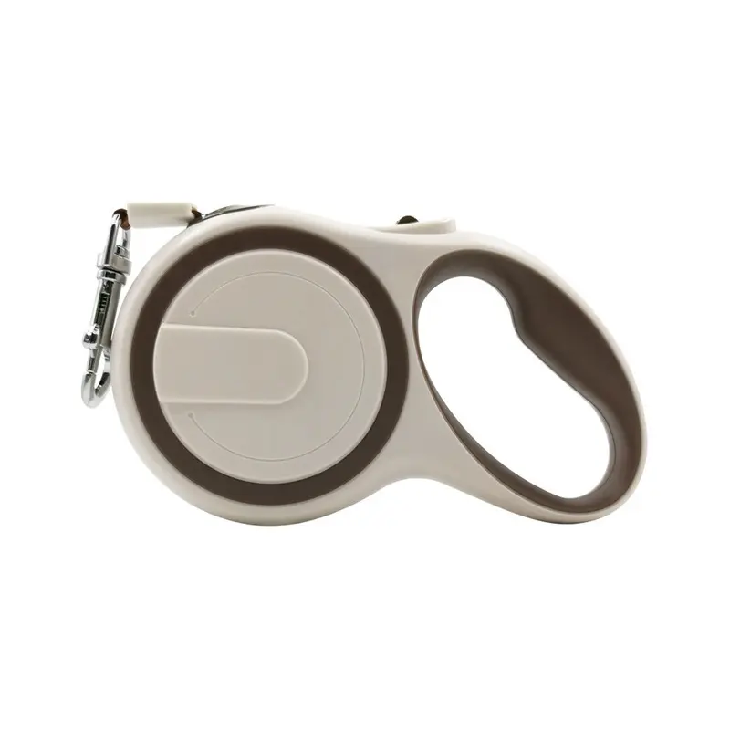 (Khaki) Adjustable Pet Traction Belt Retractable Leash Rope Dog Supplies Durable 5M