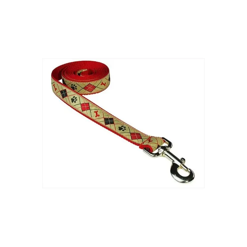 Sassy Dog Wear Argyle Tan4-L 6 Ft. Argyle Dog Leash, Tan - Large
