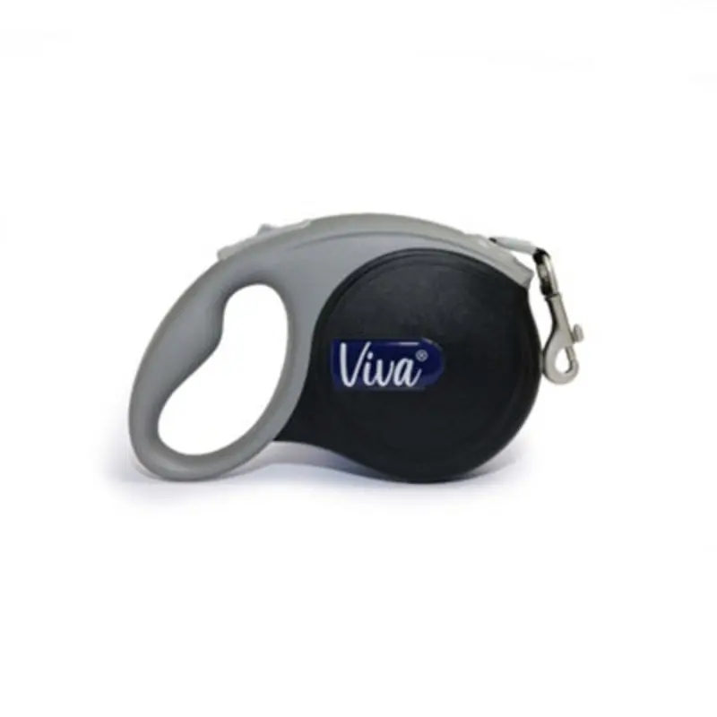 Ancol Viva Retractable 5M Tape Lead L Black