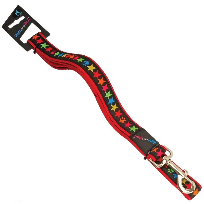 Hem And Boo Fashionable Dog Lead - Star Lead - 19Mm X Black 1.2M