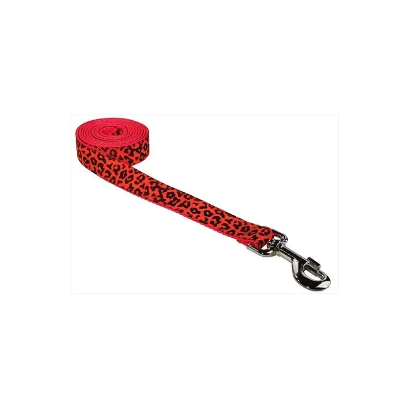Sassy Dog Wear Orange Leopard-2-L 4 Ft. Leopard Dog Leash, - Small