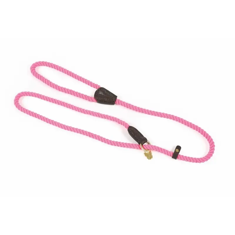 Digby & Fox Pink (One ) Rope Leather Dog Slip Lead 147Cm