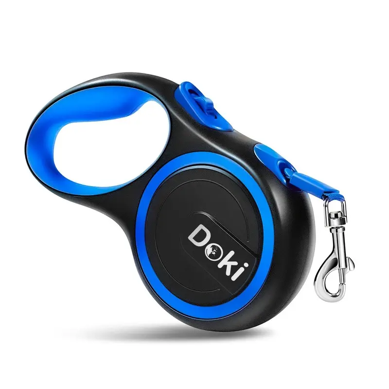 Doki Unisex Blue 3M Retractable Dog Lead With Anti-Slip Handle Small