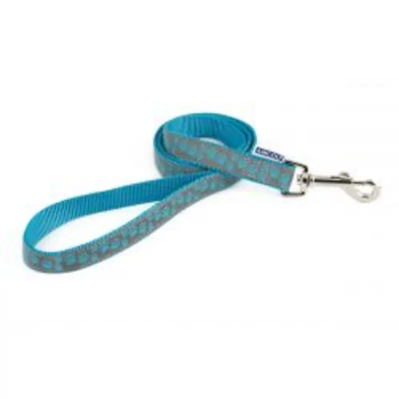 Ancol Reflective Nylon Dog Lead - Paw - X 100Cm Blue Size 1.9