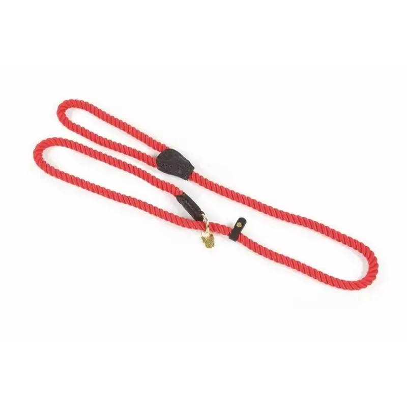 Digby & Fox Red (One ) Rope Leather Dog Slip Lead 147Cm