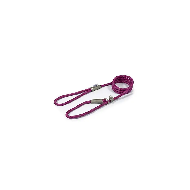 Ancol Purple Viva Reflective Rope And Real Leather Slip Lead 120 X 1.2Cm