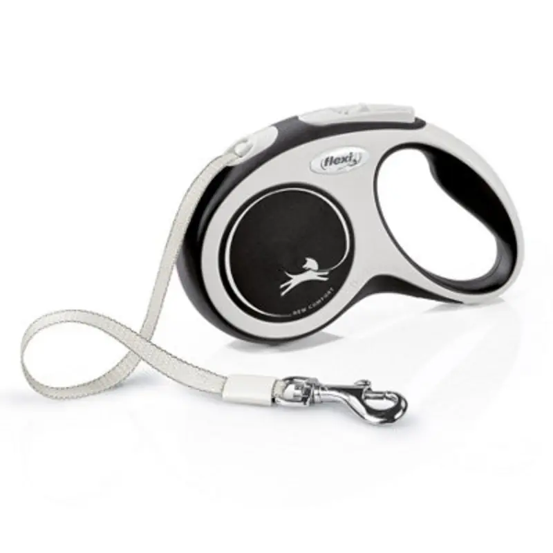 Flexi New Comfort Tape Retractable Small 5M Dog Leash/Lead 1-15Kg Black